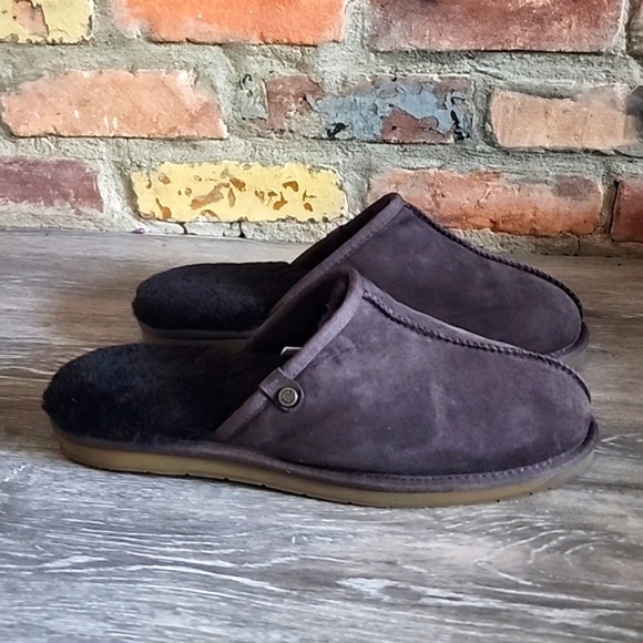 206 Collective Mens Sheep Fur Shearling Lined Slide Slipper Shoe Brown Size 12 - Picture 5 of 14